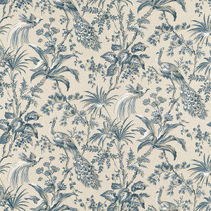 Peacock Toile Slate and Black AF57833 by Anna French Fabric