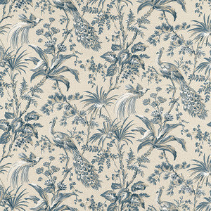 Peacock Toile Slate and Black AF57833 by Anna French Fabric