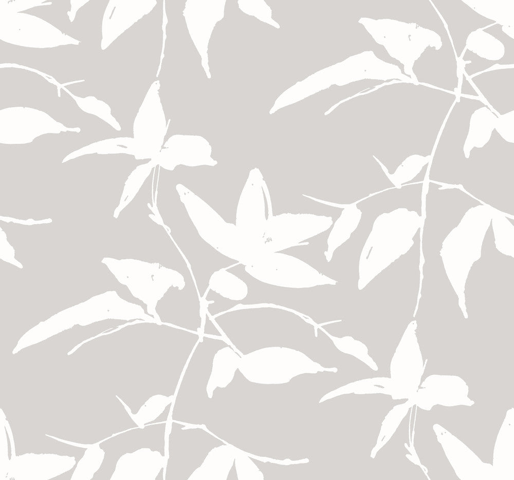 Persimmon Leaf Grey Wallpaper by Ronald Redding Tea Garden Covers about 60.8 square feet 27-in by 27-ft long roll Unpasted 25.25 - Fabric Carolina -