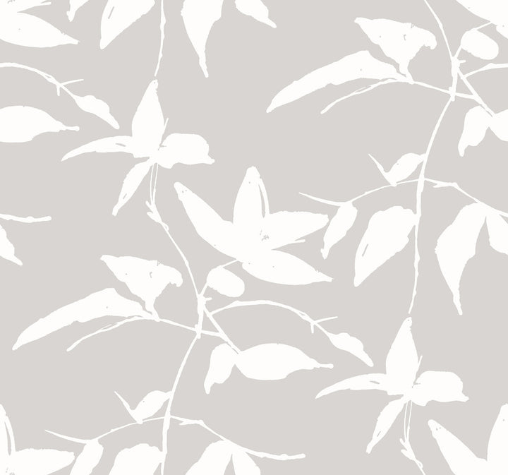 Persimmon Leaf Grey Wallpaper by Ronald Redding Tea Garden Covers about 60.8 square feet 27-in by 27-ft long roll Unpasted 25.25 - Fabric Carolina -