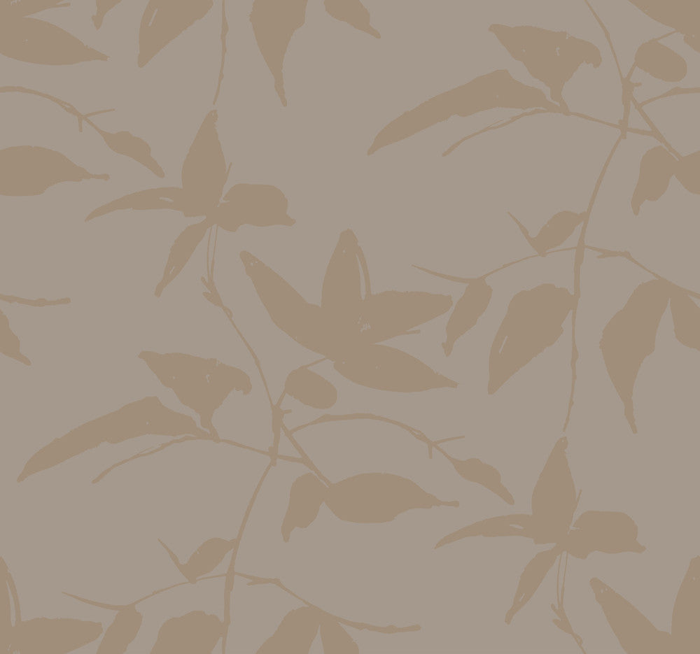 Persimmon Leaf Gold & Taupe Wallpaper by Ronald Redding Tea Garden Covers about 60.8 square feet 27-in by 27-ft long roll Unpasted 25.25 - Fabric Carolina -