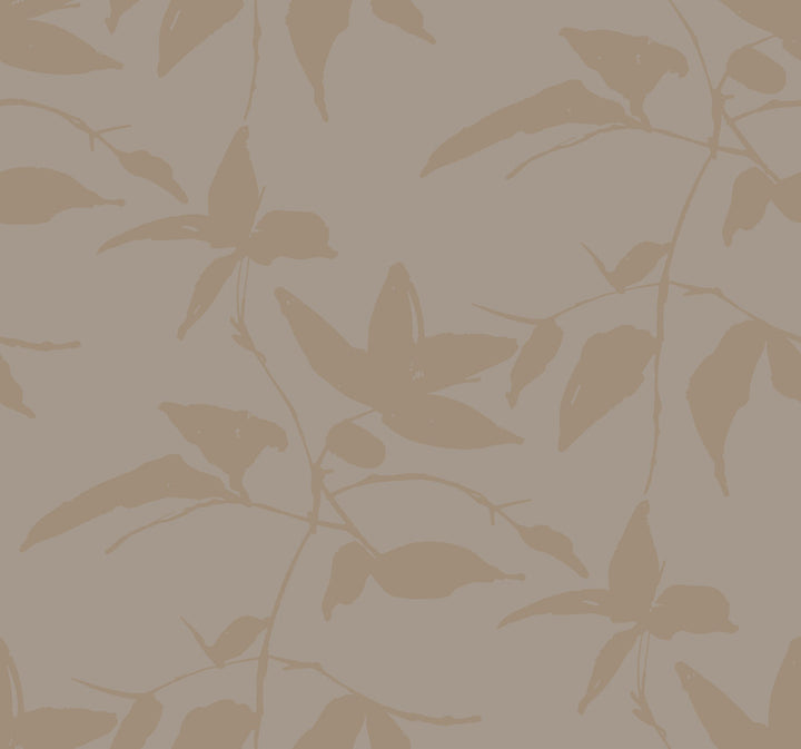 Persimmon Leaf Gold & Taupe Wallpaper by Ronald Redding Tea Garden Covers about 60.8 square feet 27-in by 27-ft long roll Unpasted 25.25 - Fabric Carolina -