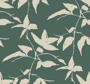 Persimmon Leaf Dark Green Wallpaper by Ronald Redding