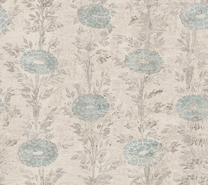 French Marigold Blue & White Wallpaper by Ronald Redding