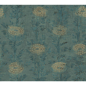 French Marigold Teal & Gold Wallpaper by Ronald Redding