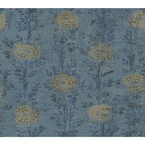 French Marigold Blue & Gold Wallpaper by Ronald Redding