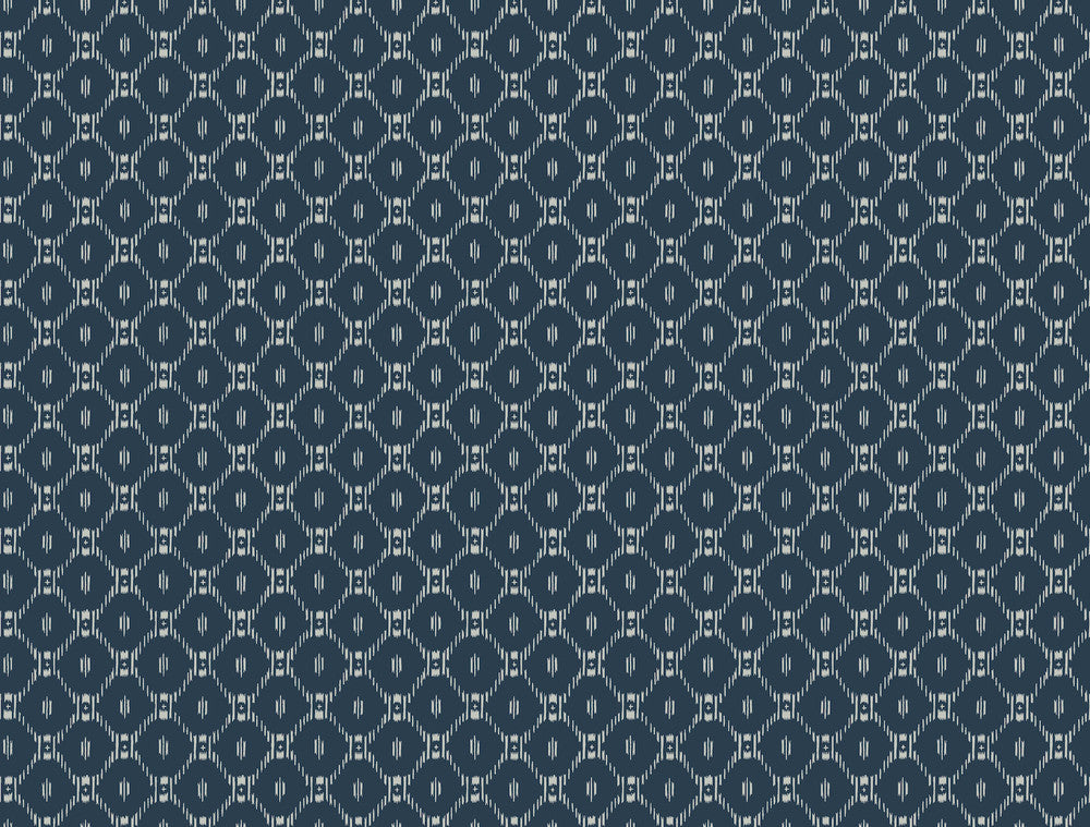 Fretwork Blue Wallpaper by Ronald Redding Tea Garden Covers about 60.8 square feet 27-in by 27-ft long roll Unpasted 20.5 - Fabric Carolina -