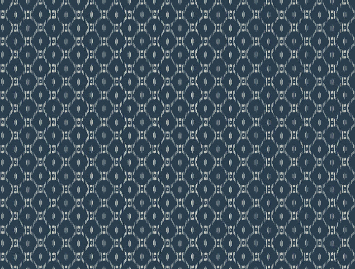Fretwork Blue Wallpaper by Ronald Redding Tea Garden Covers about 60.8 square feet 27-in by 27-ft long roll Unpasted 20.5 - Fabric Carolina -