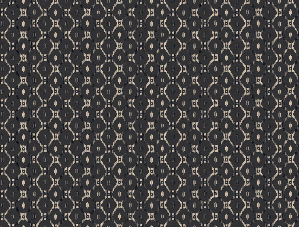 Fretwork Black Wallpaper by Ronald Redding Tea Garden Covers about 60.8 square feet 27-in by 27-ft long roll Unpasted 20.5 - Fabric Carolina -