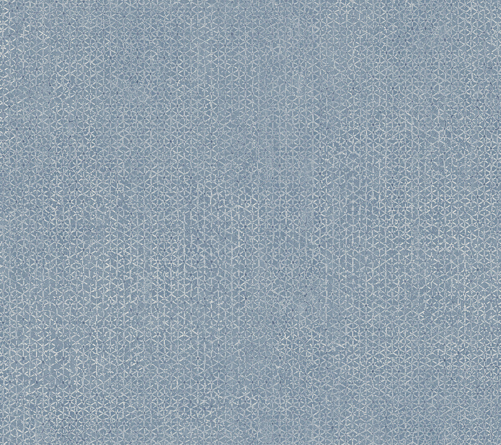 Bantam Tile Blue Wallpaper by Ronald Redding Tea Garden Covers about 60.8 square feet 27-in by 27-ft long roll Unpasted 24 - Fabric Carolina -