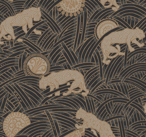 Tibetan Tigers Black & Taupe Wallpaper by Ronald Redding