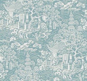 Chinoiserie Blue & Green Wallpaper by Ronald Redding