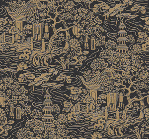 Chinoiserie Black & Gold Wallpaper by Ronald Redding
