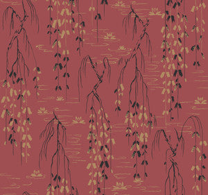 Willow Branches Red & Black Wallpaper by Ronald Redding