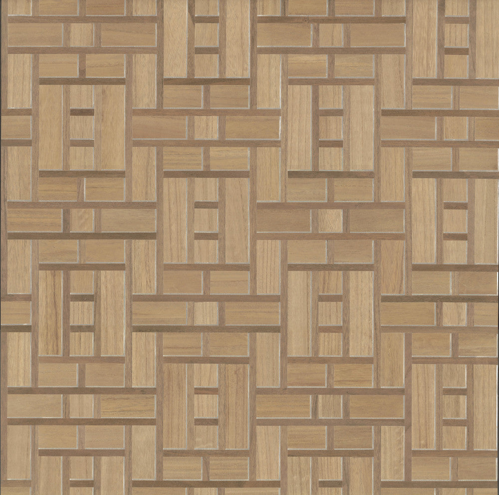 Teahouse Panel Brown Wallpaper by Ronald Redding Tea Garden Covers about 72 square feet Unpasted 13.5-in repeat, straight match 36-in by 24-ft long roll - Fabric Carolina -