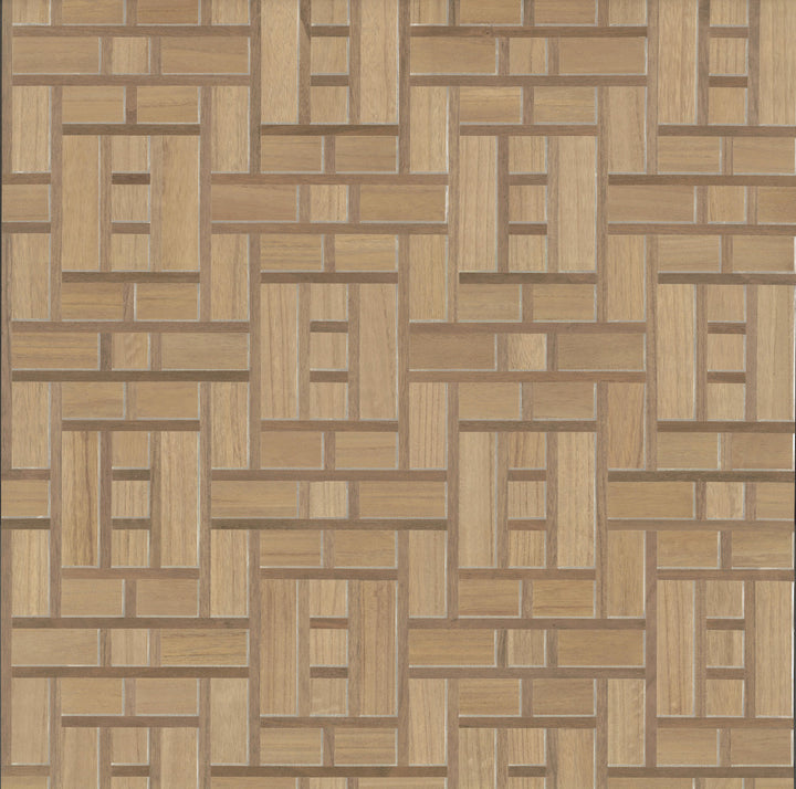 Teahouse Panel Brown Wallpaper by Ronald Redding Tea Garden Covers about 72 square feet Unpasted 13.5-in repeat, straight match 36-in by 24-ft long roll - Fabric Carolina -