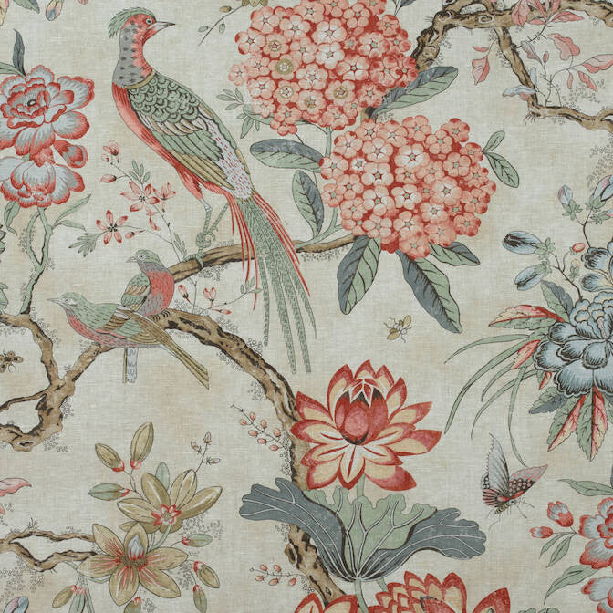 Villeneuve Coral on Flax AF72992 by Anna French Fabric Anna French Fabric Villeneuve Coral on Flax AF72992Fabric Manor 100% Linen UNITED KINGDOM </p><p>Repeat: V: 38 54 - Fabric Carolina -