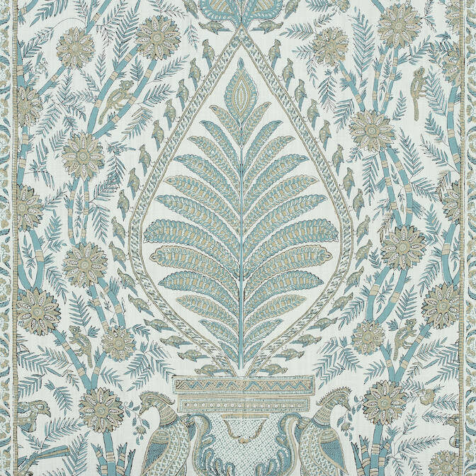 Palampore Robin's Egg AF78723 by Anna French Fabric Anna French Fabric Palampore Robin's Egg AF78723Fabric Palampore Fabric Book 90% Cotton, 10% Linen U.S.A. </p><p>Repeat: V: 36 54 - Fabric Carolina -