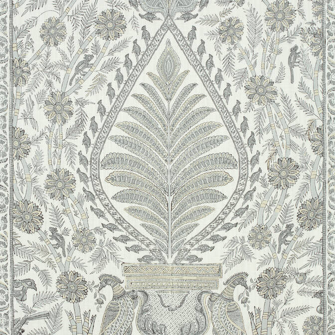 Palampore Grey AF78724 by Anna French Fabric Anna French Fabric Palampore Grey AF78724Fabric Palampore Fabric Book 90% Cotton, 10% Linen U.S.A. </p><p>Repeat: V: 36 54 - Fabric Carolina -