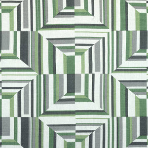 Cubism Green on White AF9649 by Anna French Fabric