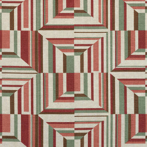 Cubism Red on Flax AF9650 by Anna French Fabric