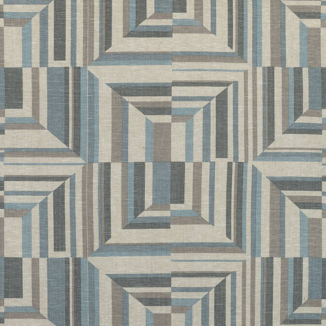 Cubism Spa Blue AF9653 by Anna French Fabric Anna French Fabric Cubism Spa Blue AF9653Fabric Savoy Fabric Book 100% Linen INDIA </p><p>Repeat: V: 15.5 54 - Fabric Carolina -