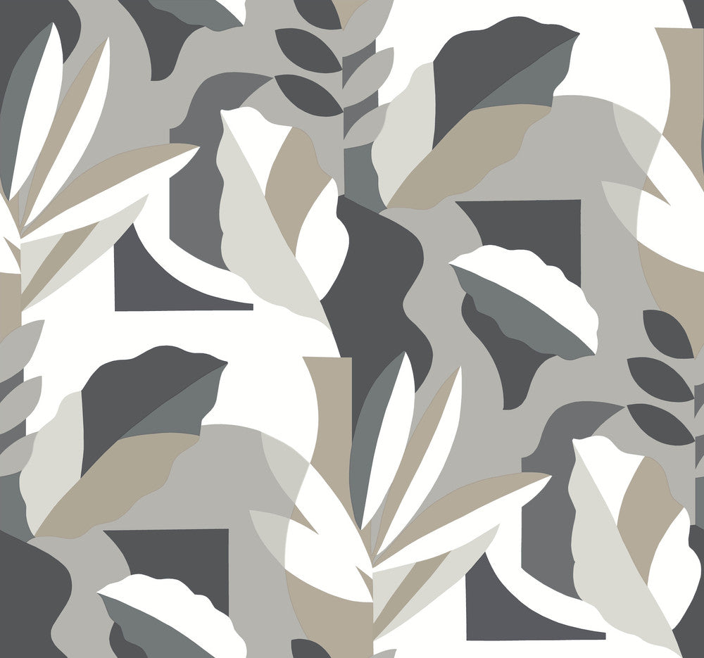 Papier Colle Black & White Wallpaper by York Wallcoverings Artistic Abstracts Covers about 60.8 square feet 27-in by 27-ft long roll Unpasted 25.25 - Fabric Carolina -