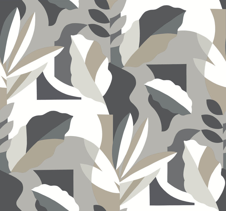Papier Colle Black & White Wallpaper by York Wallcoverings Artistic Abstracts Covers about 60.8 square feet 27-in by 27-ft long roll Unpasted 25.25 - Fabric Carolina -
