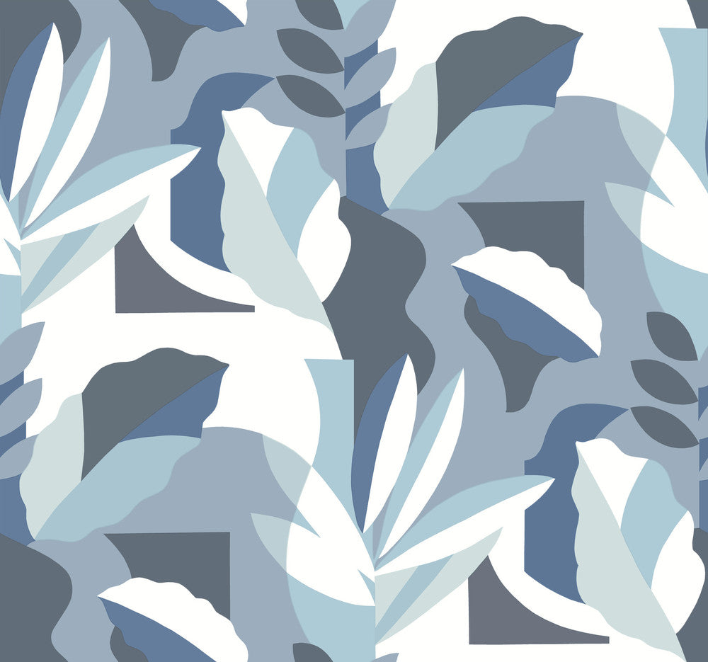 Papier Colle Blue Wallpaper by York Wallcoverings Artistic Abstracts Covers about 60.8 square feet 27-in by 27-ft long roll Unpasted 25.25 - Fabric Carolina -
