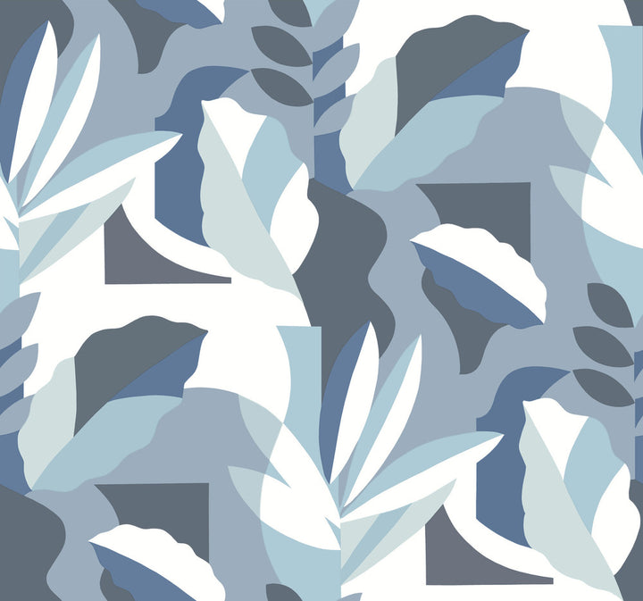 Papier Colle Blue Wallpaper by York Wallcoverings Artistic Abstracts Covers about 60.8 square feet 27-in by 27-ft long roll Unpasted 25.25 - Fabric Carolina -
