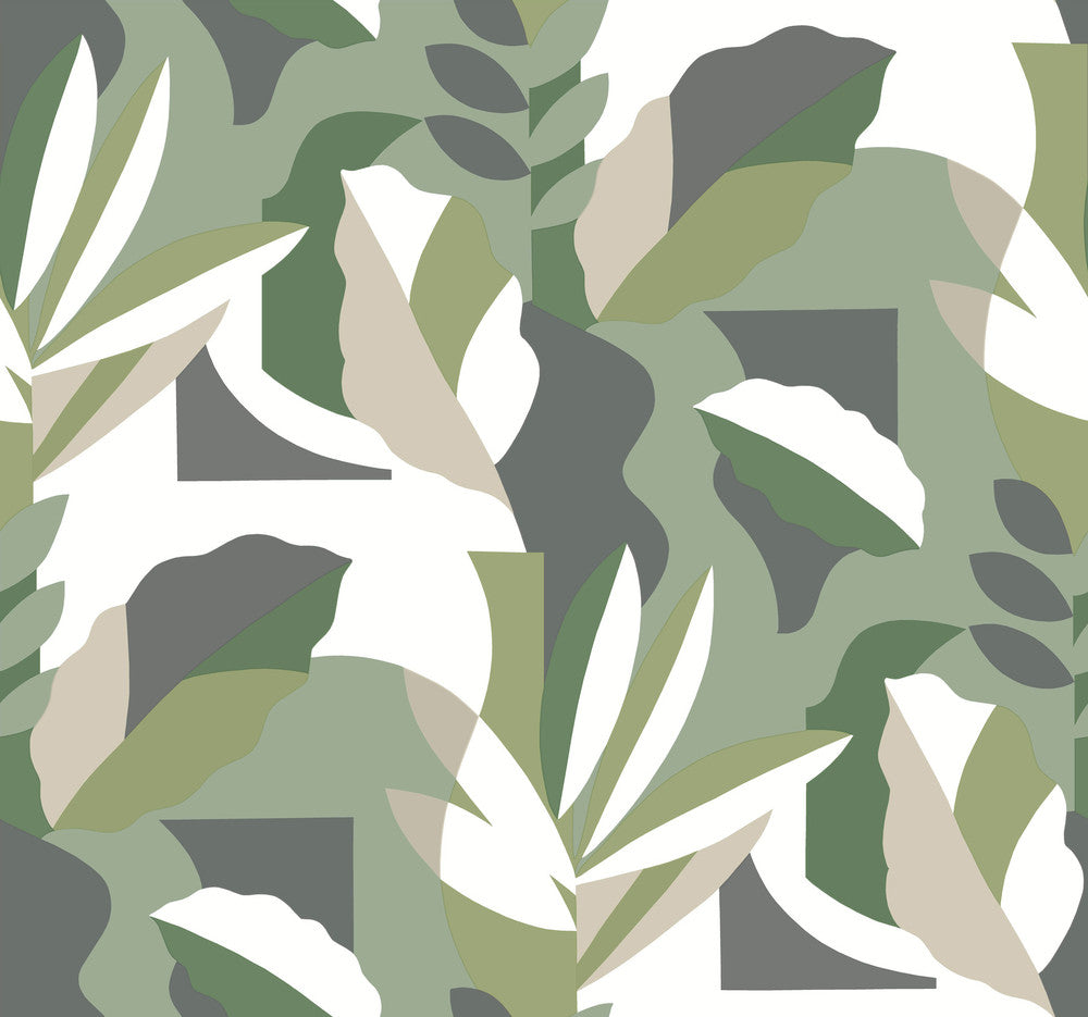 Papier Colle Green Wallpaper by York Wallcoverings Artistic Abstracts Covers about 60.8 square feet 27-in by 27-ft long roll Unpasted 25.25 - Fabric Carolina -