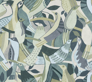 Fauvist Flock Green Wallpaper by York Wallcoverings