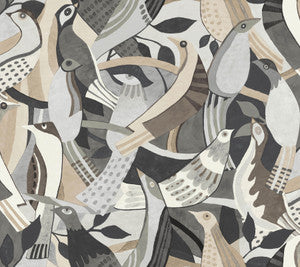 Fauvist Flock Neutral Wallpaper by York Wallcoverings