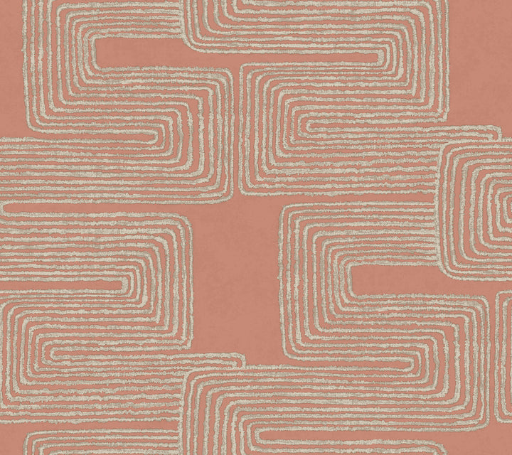 Zulu Thread Coral & Glint Wallpaper by York Wallcoverings Artistic Abstracts Covers about 60.8 square feet 27-in by 27-ft long roll Unpasted 24 - Fabric Carolina -
