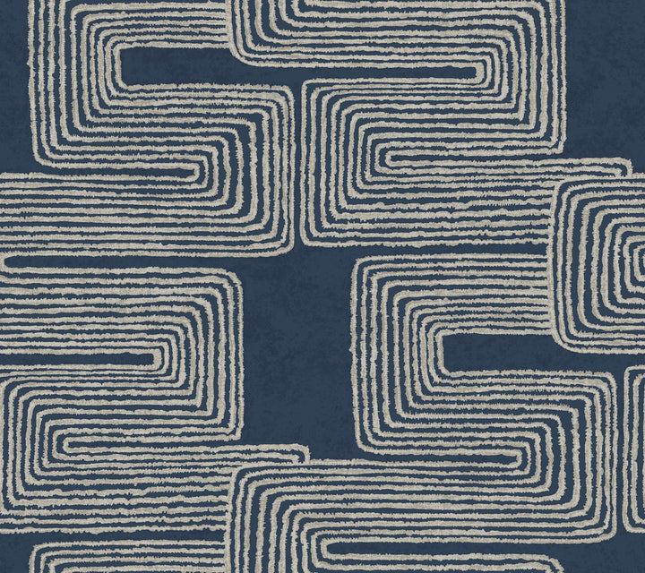 Zulu Thread Midnight & Silver Wallpaper by York Wallcoverings Artistic Abstracts Covers about 60.8 square feet 27-in by 27-ft long roll Unpasted 24 - Fabric Carolina -