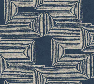 Zulu Thread Midnight & Silver Wallpaper by York Wallcoverings