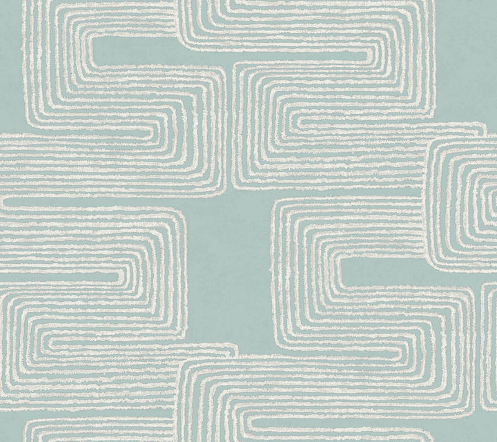 Zulu Thread Azure & Gold Wallpaper by York Wallcoverings Artistic Abstracts Covers about 60.8 square feet 27-in by 27-ft long roll Unpasted 24 - Fabric Carolina -