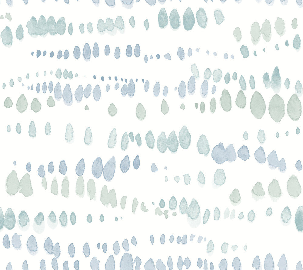 Dewdrops Blue Wallpaper by York Wallcoverings Artistic Abstracts Covers about 60.8 square feet 27-in by 27-ft long roll Unpasted 24 - Fabric Carolina -