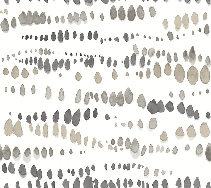 Dewdrops Black & Taupe Wallpaper by York Wallcoverings Artistic Abstracts Covers about 60.8 square feet 27-in by 27-ft long roll Unpasted 24 - Fabric Carolina -