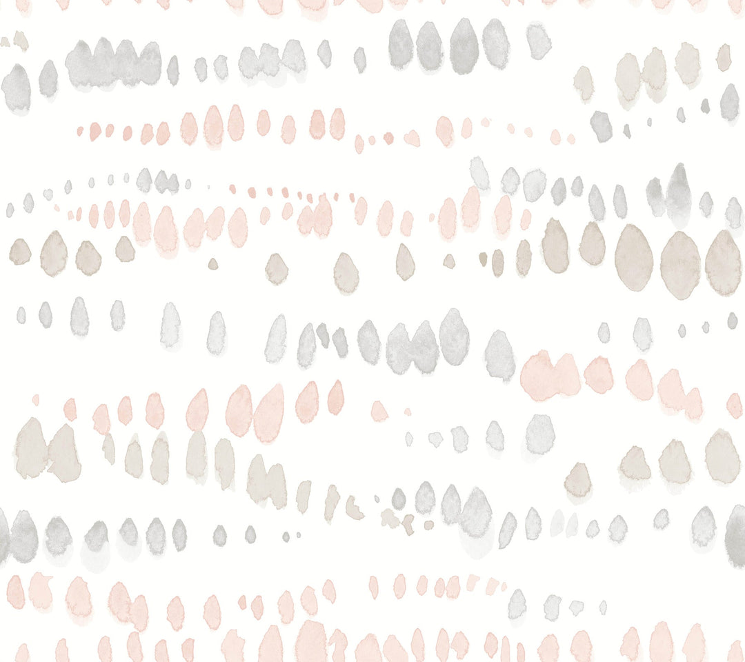 Dewdrops Pink & Grey Wallpaper by York Wallcoverings Designer