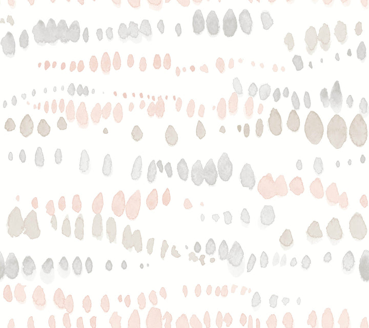 Dewdrops Pink & Grey Wallpaper by York Wallcoverings Designer