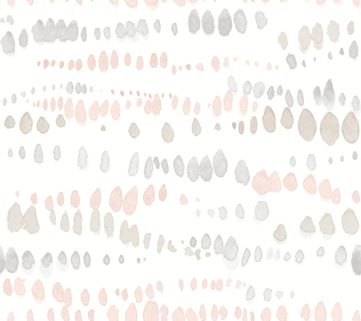 Dewdrops Pink & Grey Wallpaper by York Wallcoverings Artistic Abstracts Covers about 60.8 square feet 27-in by 27-ft long roll Unpasted 24 - Fabric Carolina -