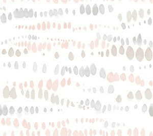 Dewdrops Pink & Grey Wallpaper by York Wallcoverings