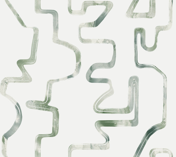 Abstract Aura Green & Grey Wallpaper by York Wallcoverings Artistic Abstracts Covers about 60.8 square feet 27-in by 27-ft long roll Unpasted 24 - Fabric Carolina -