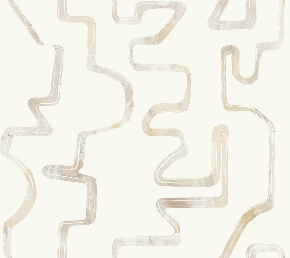 Abstract Aura Caramel & Cream Wallpaper by York Wallcoverings Artistic Abstracts Covers about 60.8 square feet 27-in by 27-ft long roll Unpasted 24 - Fabric Carolina -