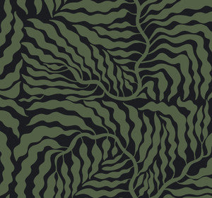 Fern Fronds Black & Green Wallpaper by York Wallcoverings