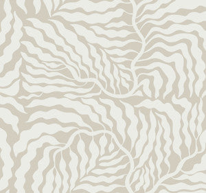 Fern Fronds Taupe & White Wallpaper by York Wallcoverings