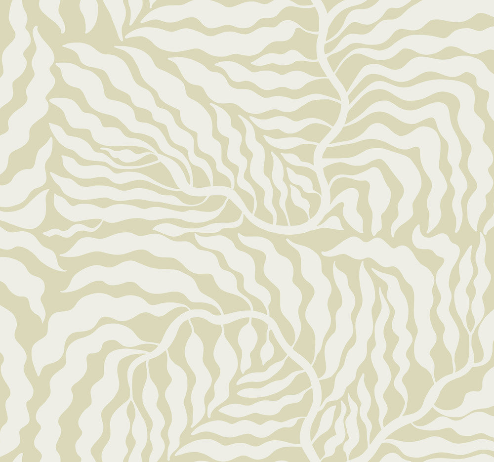 Fern Fronds Light Green & White Wallpaper by York Wallcoverings Artistic Abstracts Covers about 60.8 square feet 27-in by 27-ft long roll Unpasted 25.25 - Fabric Carolina -