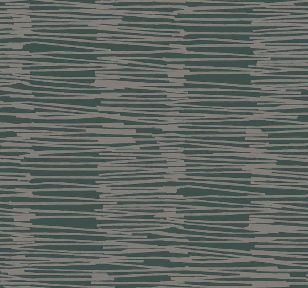 Water Reed Thatch Forest & Silver Wallpaper by York Wallcoverings Artistic Abstracts Covers about 60.8 square feet 27-in by 27-ft long roll Unpasted 25.25 - Fabric Carolina -