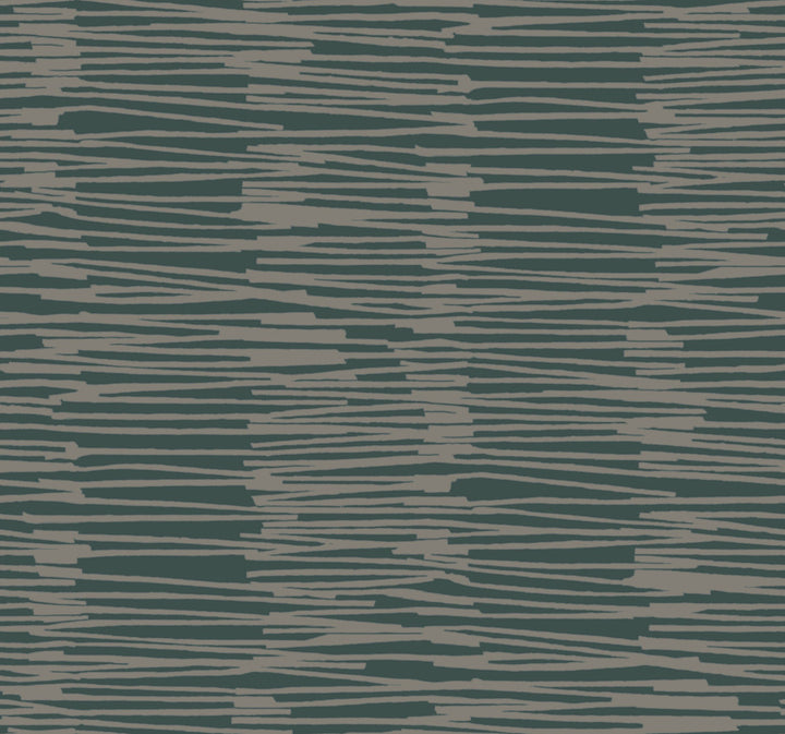 Water Reed Thatch Forest & Silver Wallpaper by York Wallcoverings Artistic Abstracts Covers about 60.8 square feet 27-in by 27-ft long roll Unpasted 25.25 - Fabric Carolina -